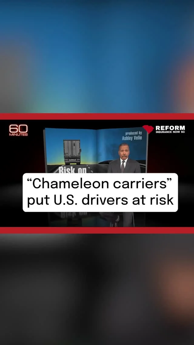 Chameleon carriers are dodging accountability and putting U.S. drivers at risk. When bad actors game the system, insurance costs rise for everyone. South Carolina deserves real reform that protects drivers, not loopholes.

Source: @60minutes