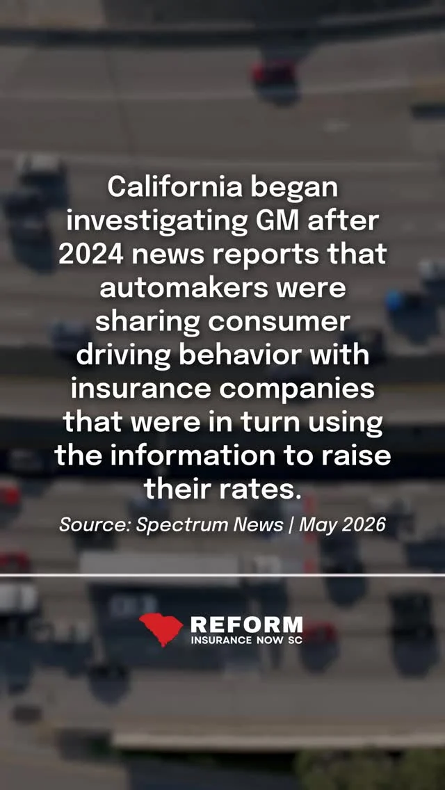 YOUR CAR SHOULDN'T BE A SPY FOR INSURERS

GM will pay California $12.75 million after allegations it sold drivers’ location and behavior data. 

Tell your South Carolina legislators to support strong privacy laws to protect policyholders from having everyday driving turned into higher premiums.

#ConsumerPrivacy #InsuranceFairness #DataPrivacy #ConnectedCars