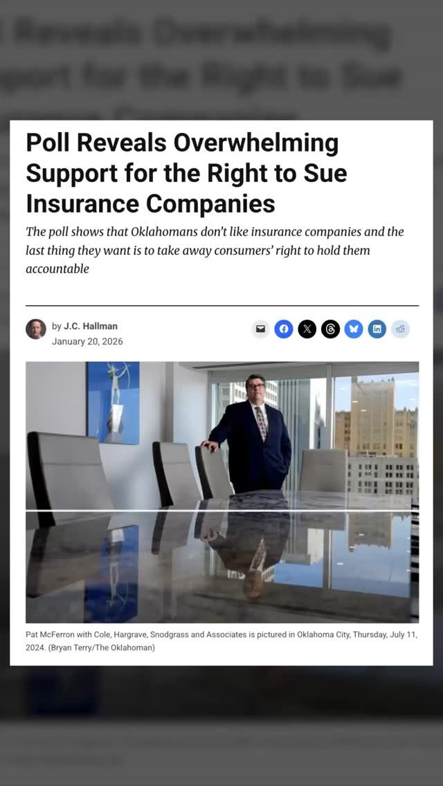 A recent poll conducted in Oklahoma revealed that an overwhelming 88% of respondents supported legislation that would allow them to sue insurance companies. South Carolina policyholders want the same thing—accountability. As insurance companies continue to deny legitimate claims, consumer dissatisfaction continues to rise. South Carolina needs insurance reform NOW.