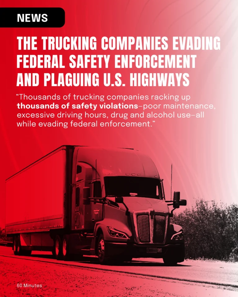 UNBELIEVABLE TRUCKING SCHEME!

"Thousands of trucking companies are racking up thousands of safety violations for poor maintenance and excessive driving hours all while evading federal enforcement.”

Dangerous trucking schemes don’t just put lives at risk. They drive up costs for everyone.

When the system is exploited, South Carolina families and small businesses end up paying the price.