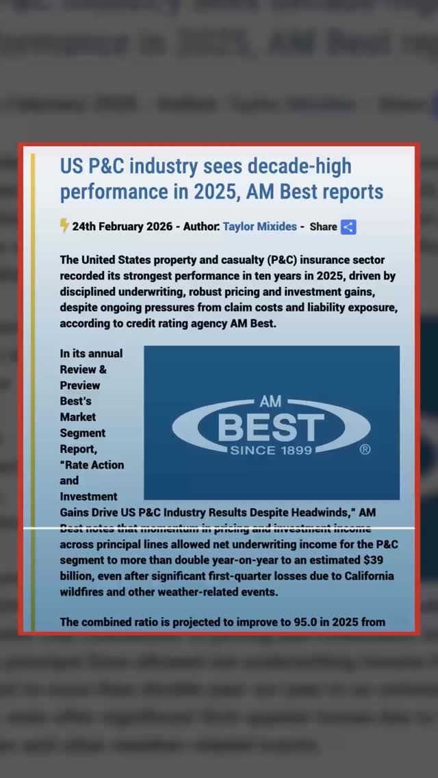 "The United States property and casualty insurance sector recorded its strongest performance in ten years in 2025.” 

Big Insurance profits are up and so are premiums. South Carolina families and small businesses need relief!