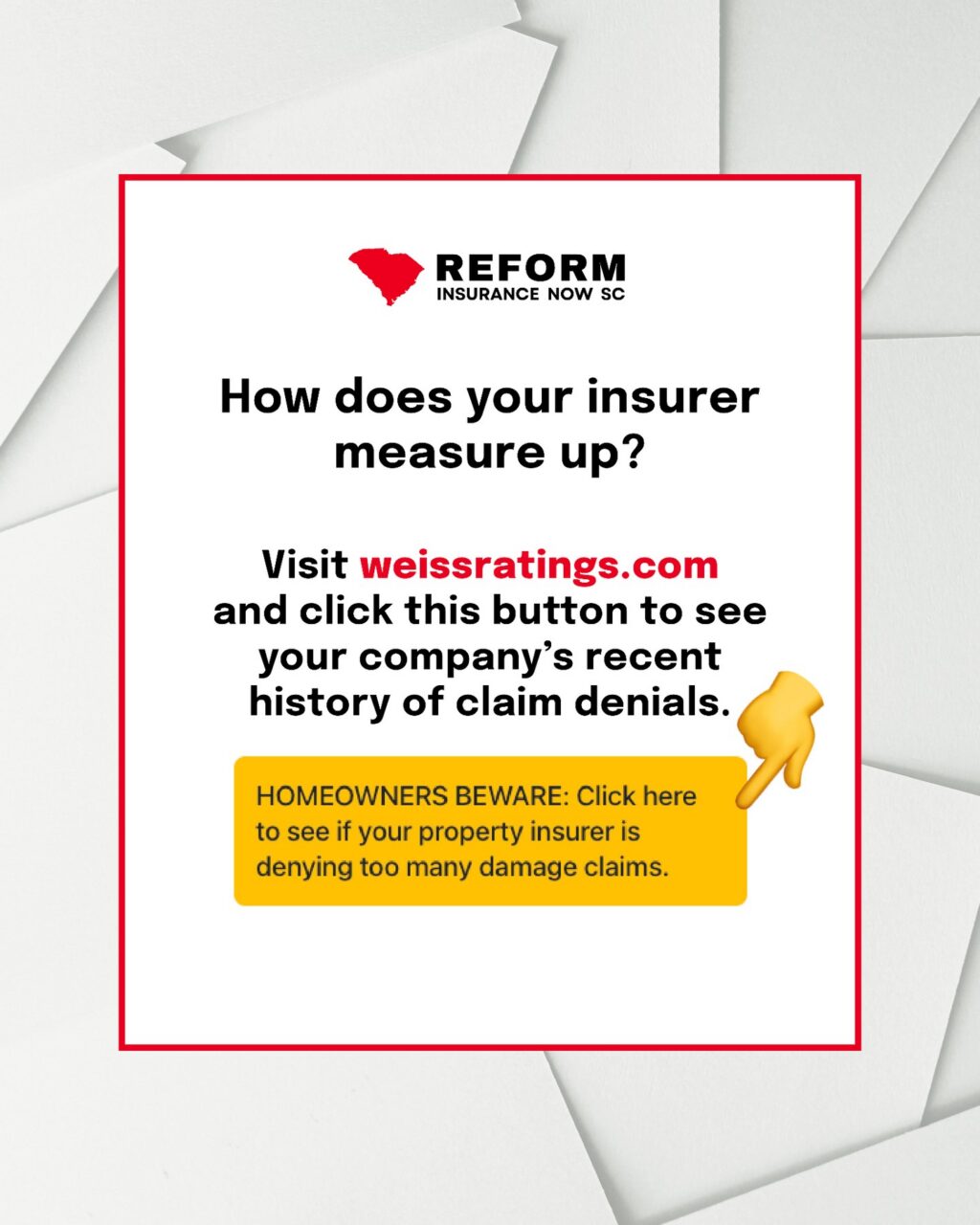 Why is there such a discrepancy? President Trump is calling for greater transparency in homeowner claim denials.

Check the link in our bio or follow the instructions on the last slide to see how your insurer measures up.

Data from @weissratings